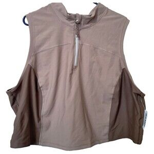 OLD NAVY Active PowerSoft 1/4 Zip Crop Tank Top Women's 4X Brown Athletic